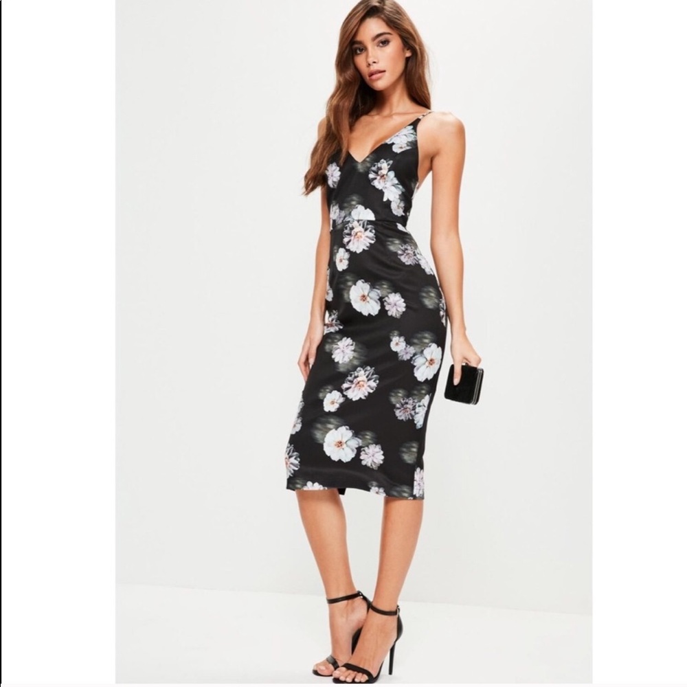Miss guided floral strappy midi dress